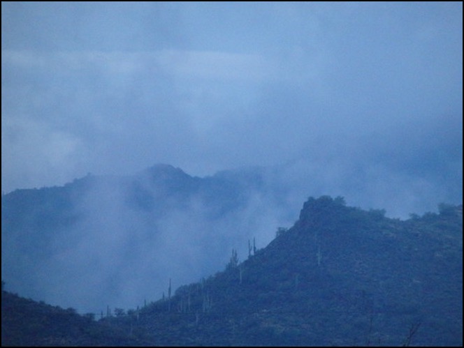 fog in desert mountains